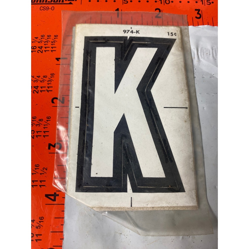 Vintage Meyercord Kwik-Space Letter K Black Self Stick NOS 974-K